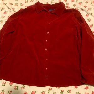 Red button up sweater